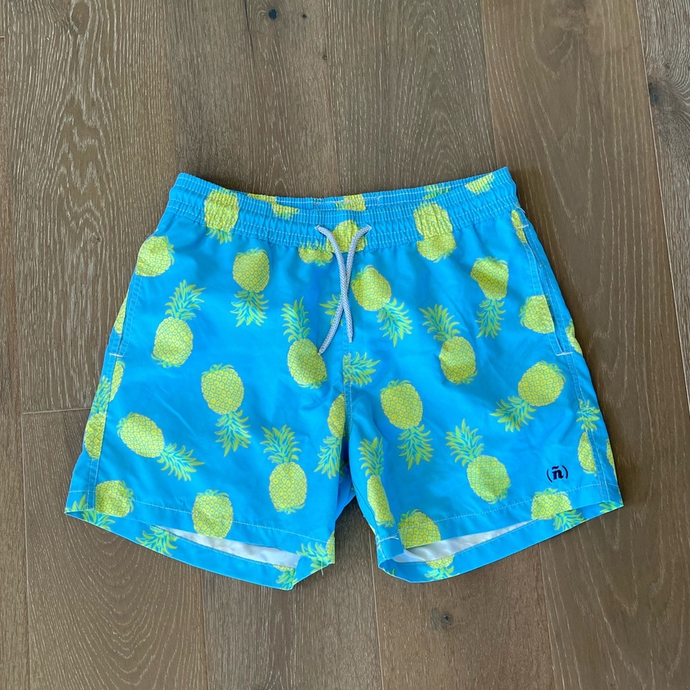 Mens Pineapple Print Swim Trunks